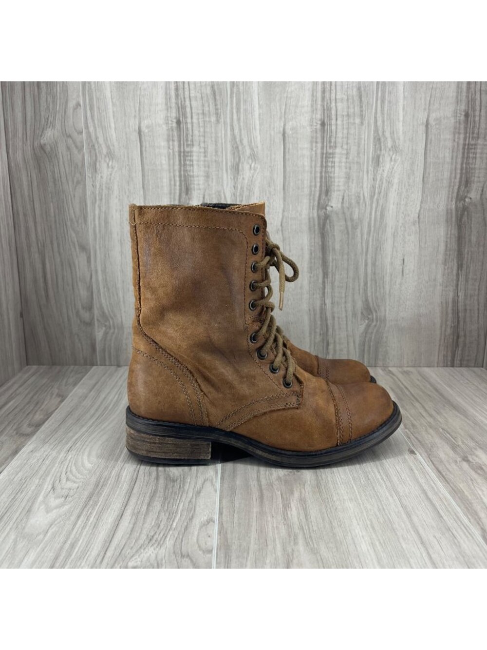 Steve Madden Troopa Boots Womens 9.5 Brown Leather Combat Shoes